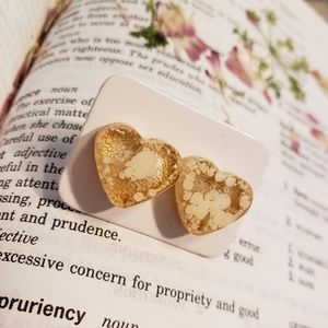 NWT handmade heart stud earrings soft yellow